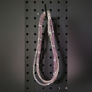 Elegant Multi-Strand Purple and Silver Necklace